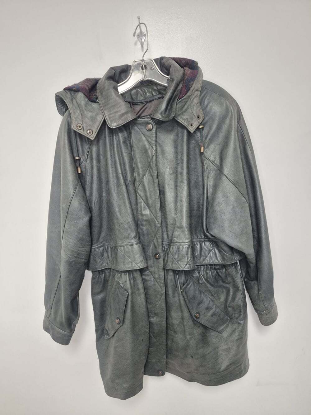 Vintage 80s 90s Adventure Bound by Wilsons Green Leather Parka Jacket sz L
